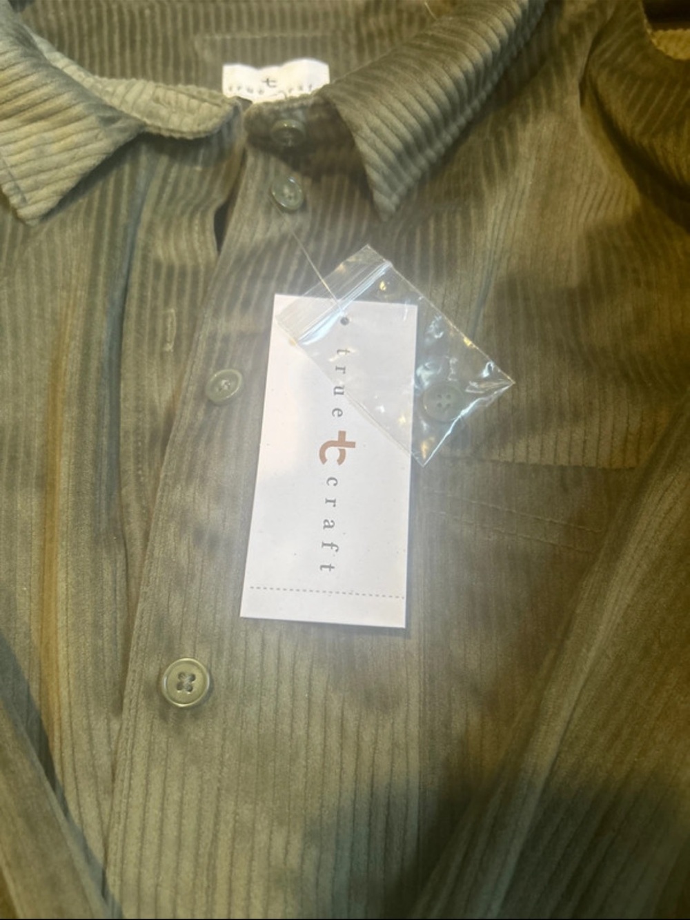 True Craft Olive Green Corduroy Utility Jacket